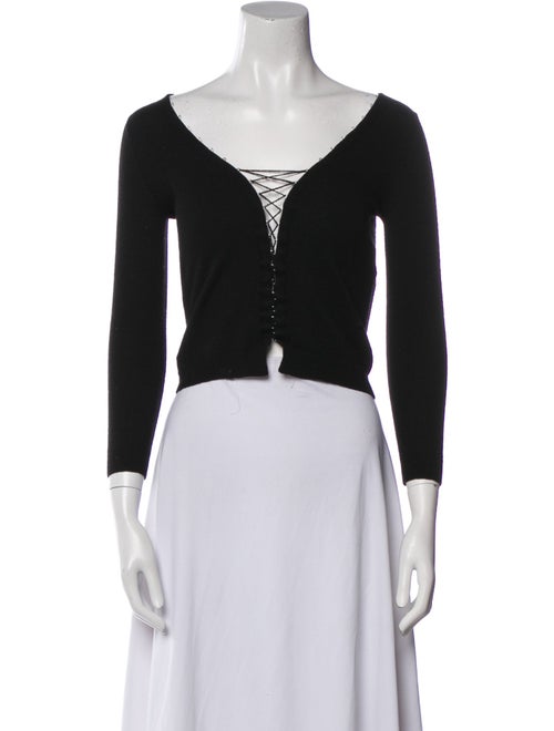 Nina Ricci V-Neck Three-Quarter Sleeve Crop Top