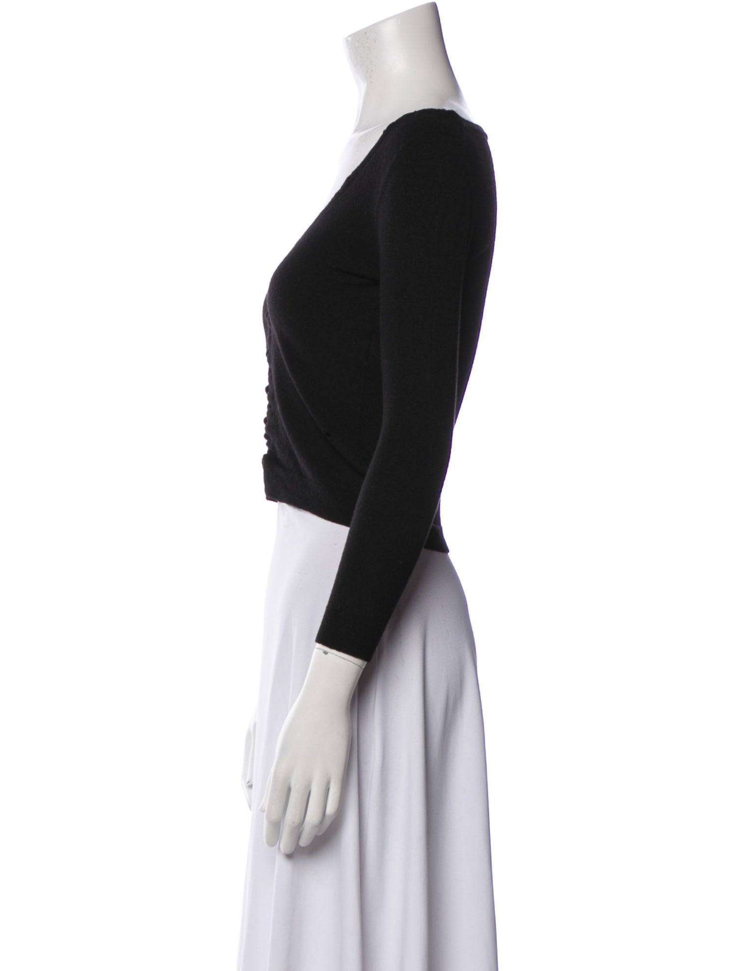 Nina Ricci V-Neck Three-Quarter Sleeve Crop Top