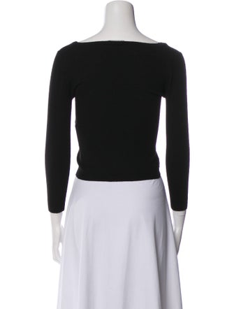 Nina Ricci V-Neck Three-Quarter Sleeve Crop Top