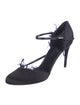 Nina Ricci Satin Feather Trim D'Orsay Pumps