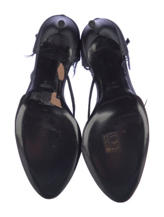 Nina Ricci Satin Feather Trim D'Orsay Pumps