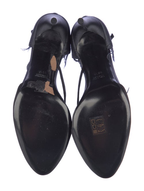 Nina Ricci Satin Feather Trim D'Orsay Pumps