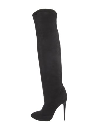 Nina Ricci Suede Faux Fur Trim Boots