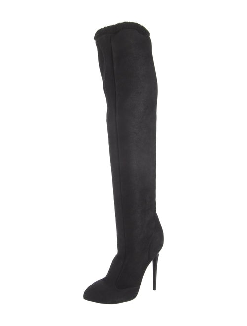 Nina Ricci Suede Faux Fur Trim Boots