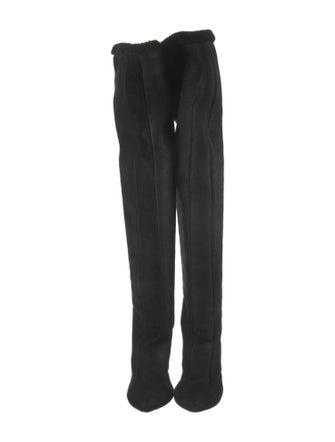 Nina Ricci Suede Faux Fur Trim Boots