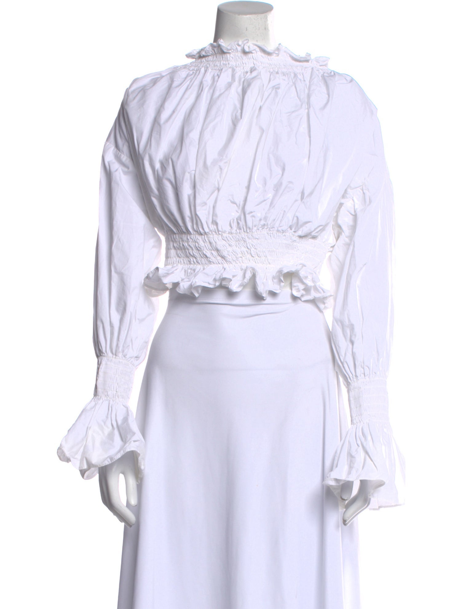 Nina Ricci Mock Neck Long Sleeve Crop Top