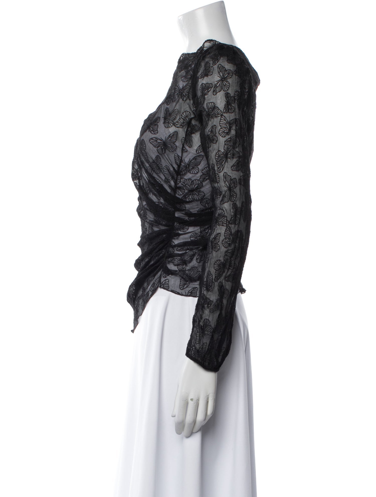 Nina Ricci Lace Pattern Bateau Neckline Blouse