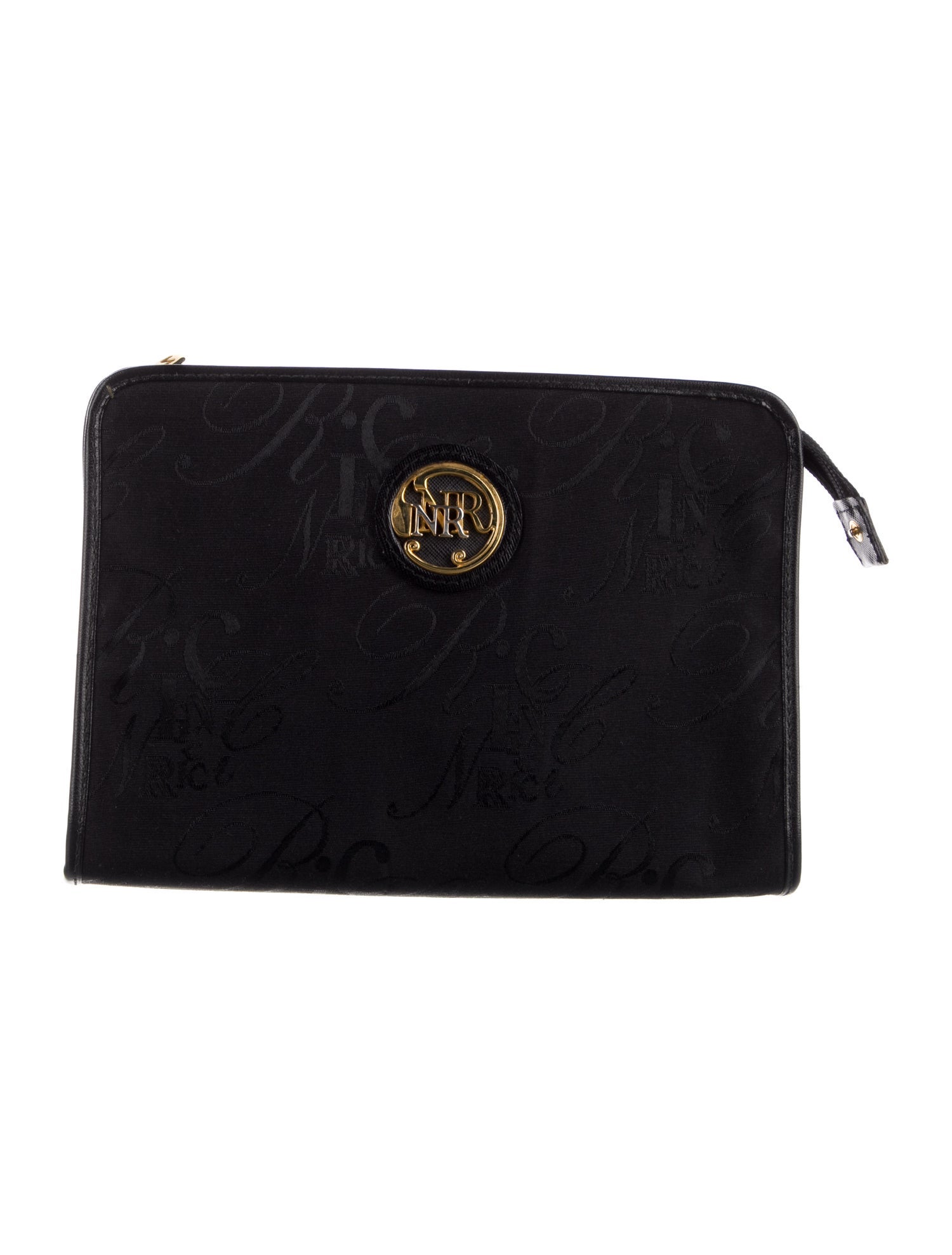 Nina Ricci Clutch with Gold Tone Designer Emblem