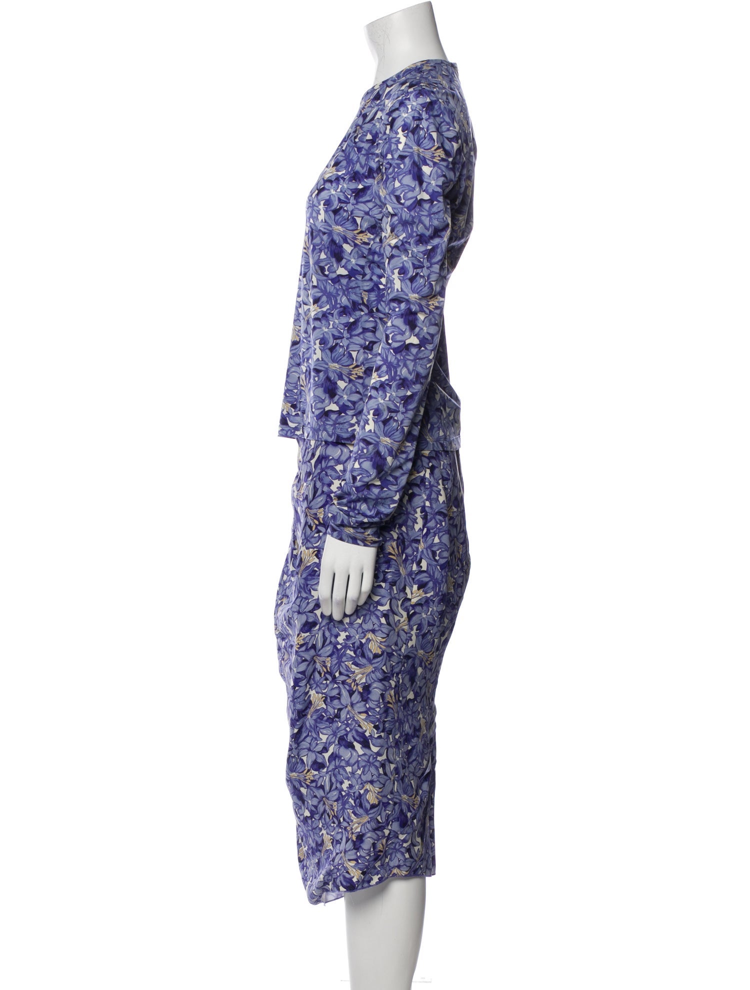 Nina Ricci Silk Floral Print Skirt Set