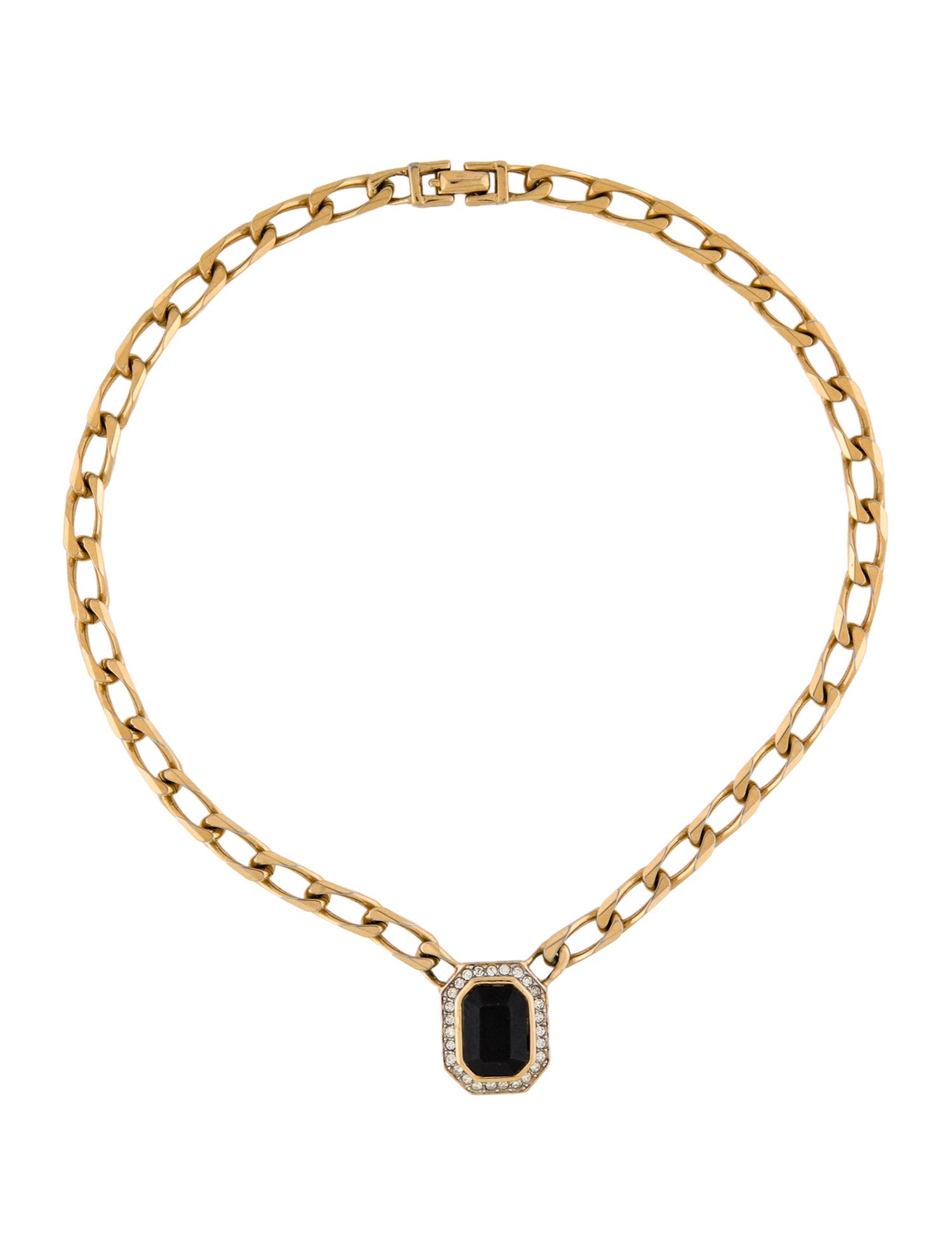 Nina Ricci Crystal Chain Link Pendant Necklace