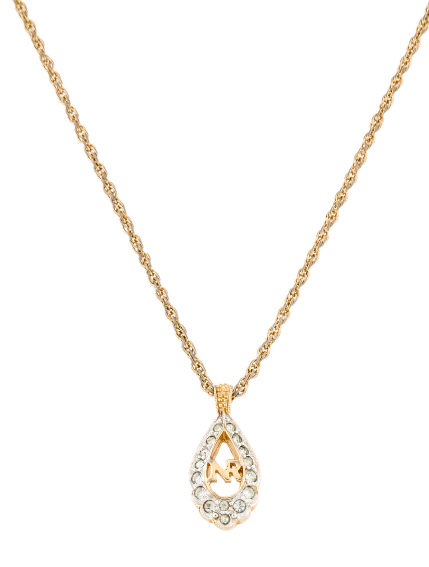 Nina Ricci Crystal Logo Pendant Necklace