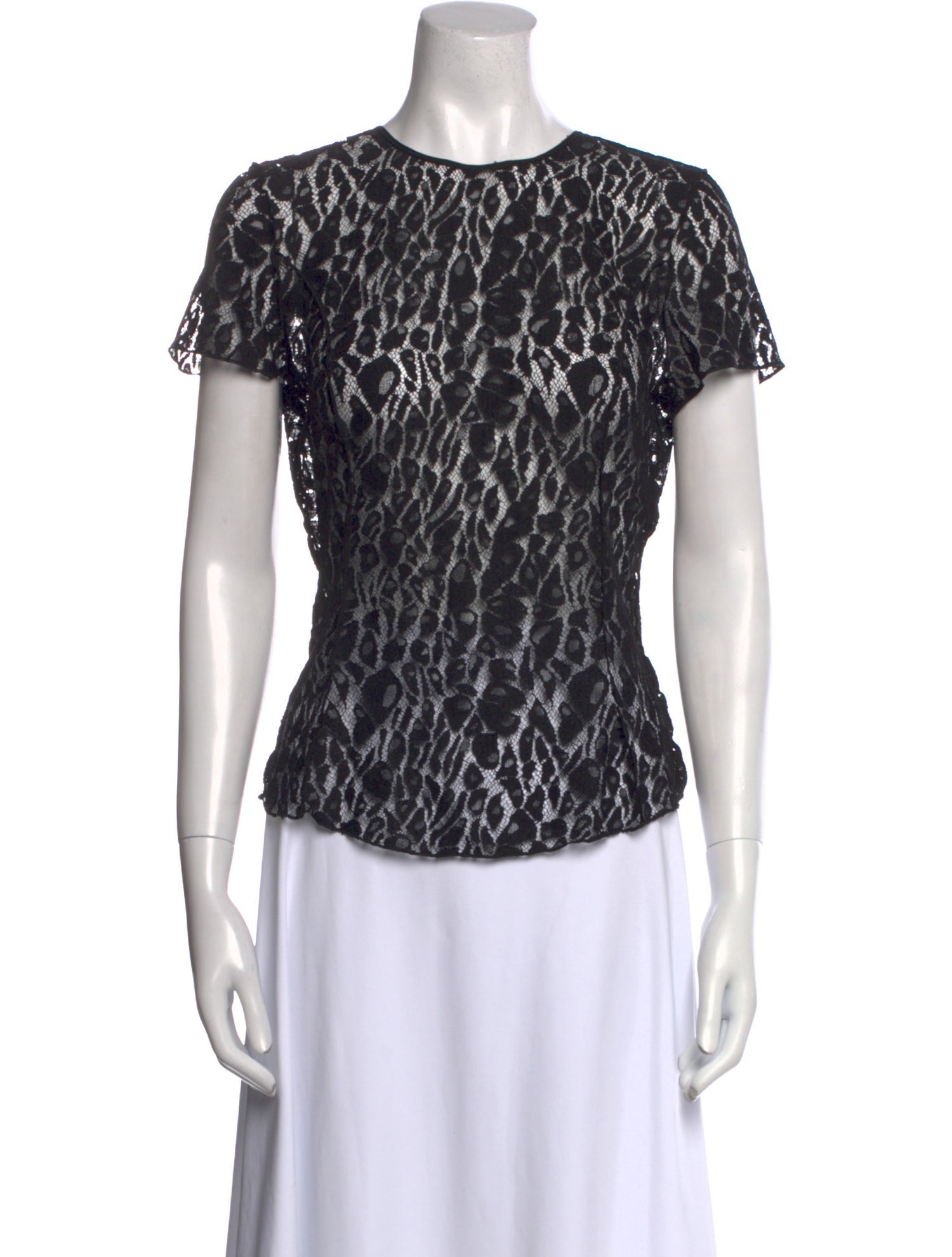 Nina Ricci Lace Pattern Crew Neck Top