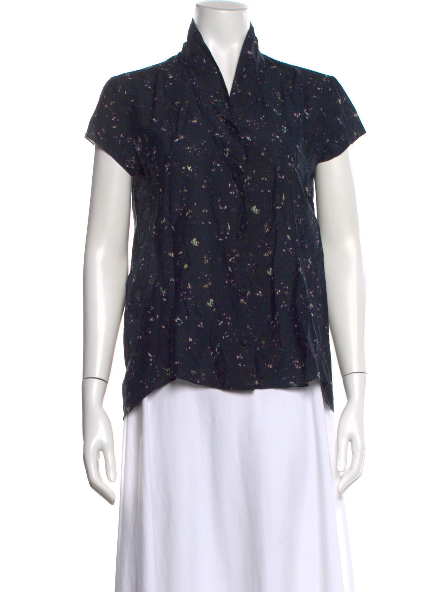 Nina Ricci Floral Print Short Sleeve Blouse