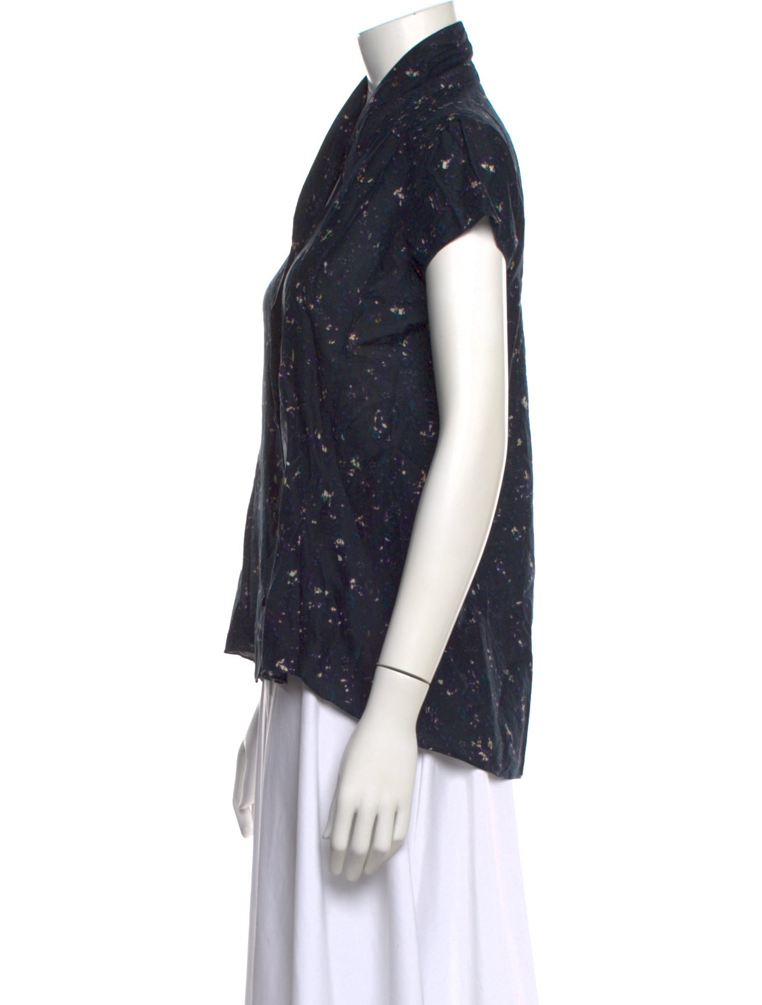 Nina Ricci Floral Print Short Sleeve Blouse