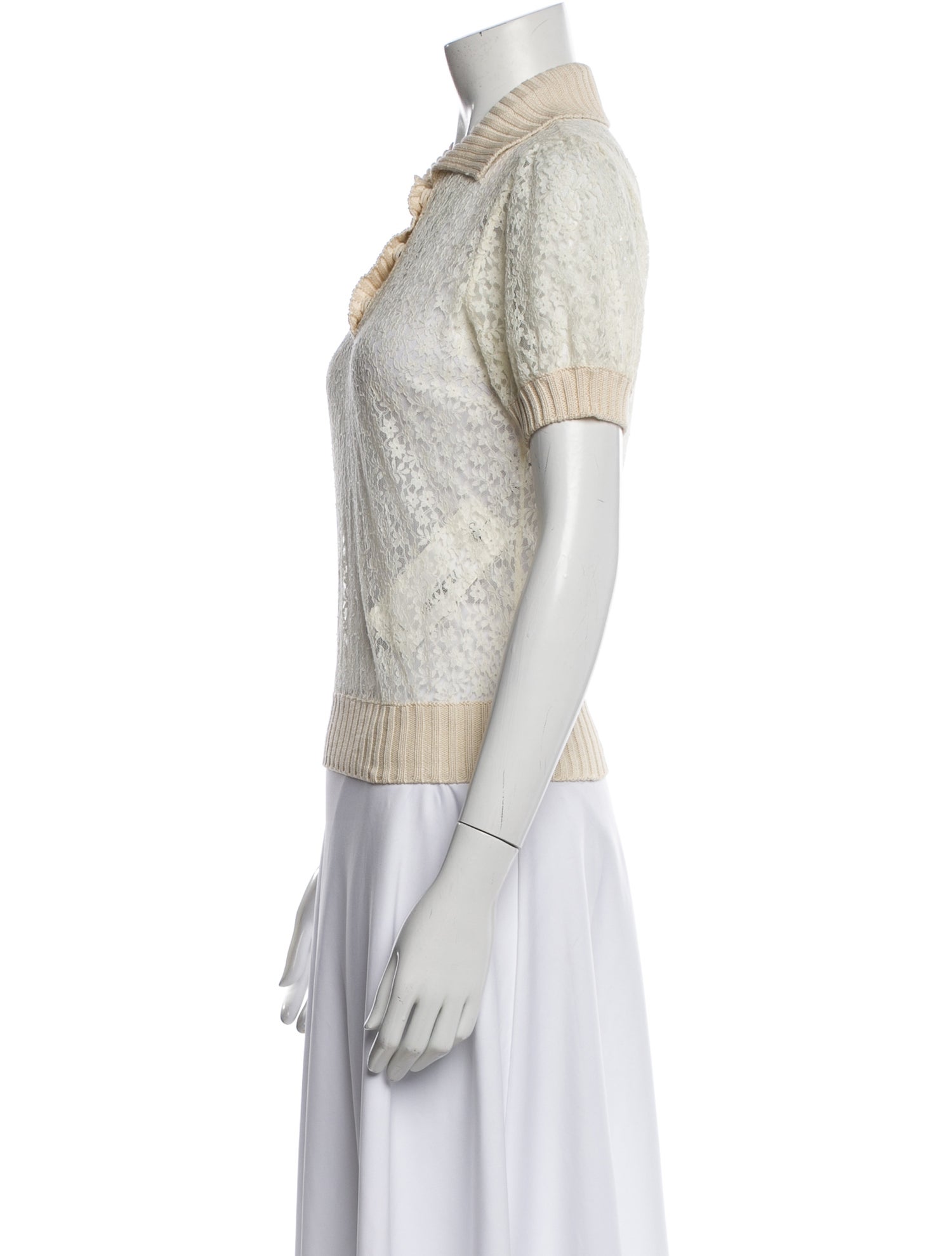 Nina Ricci Silk Lace Pattern Polo