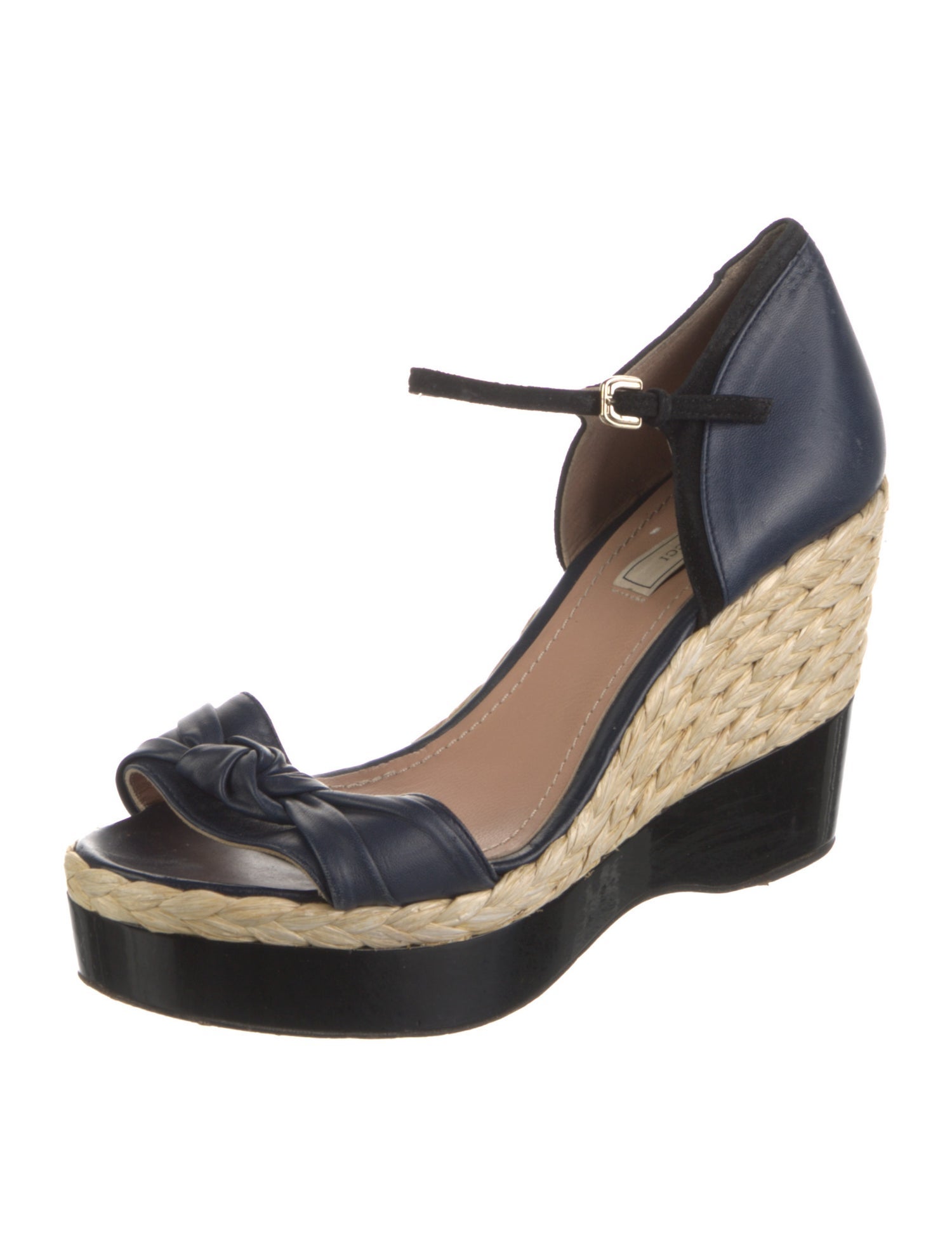 Nina Ricci Leather Colorblock Pattern Espadrilles