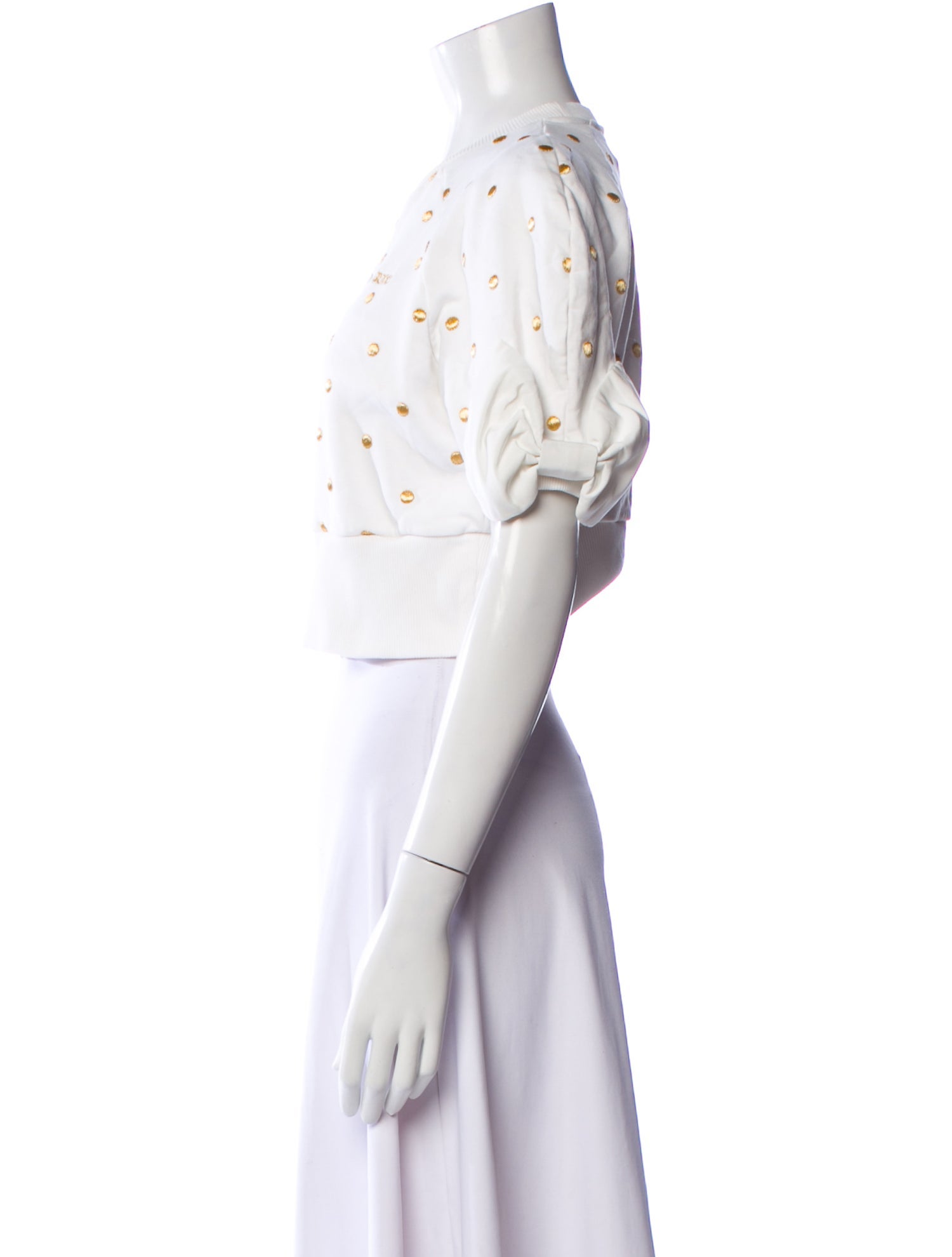 Nina Ricci Polka Dot Print Crew Neck Crop Top