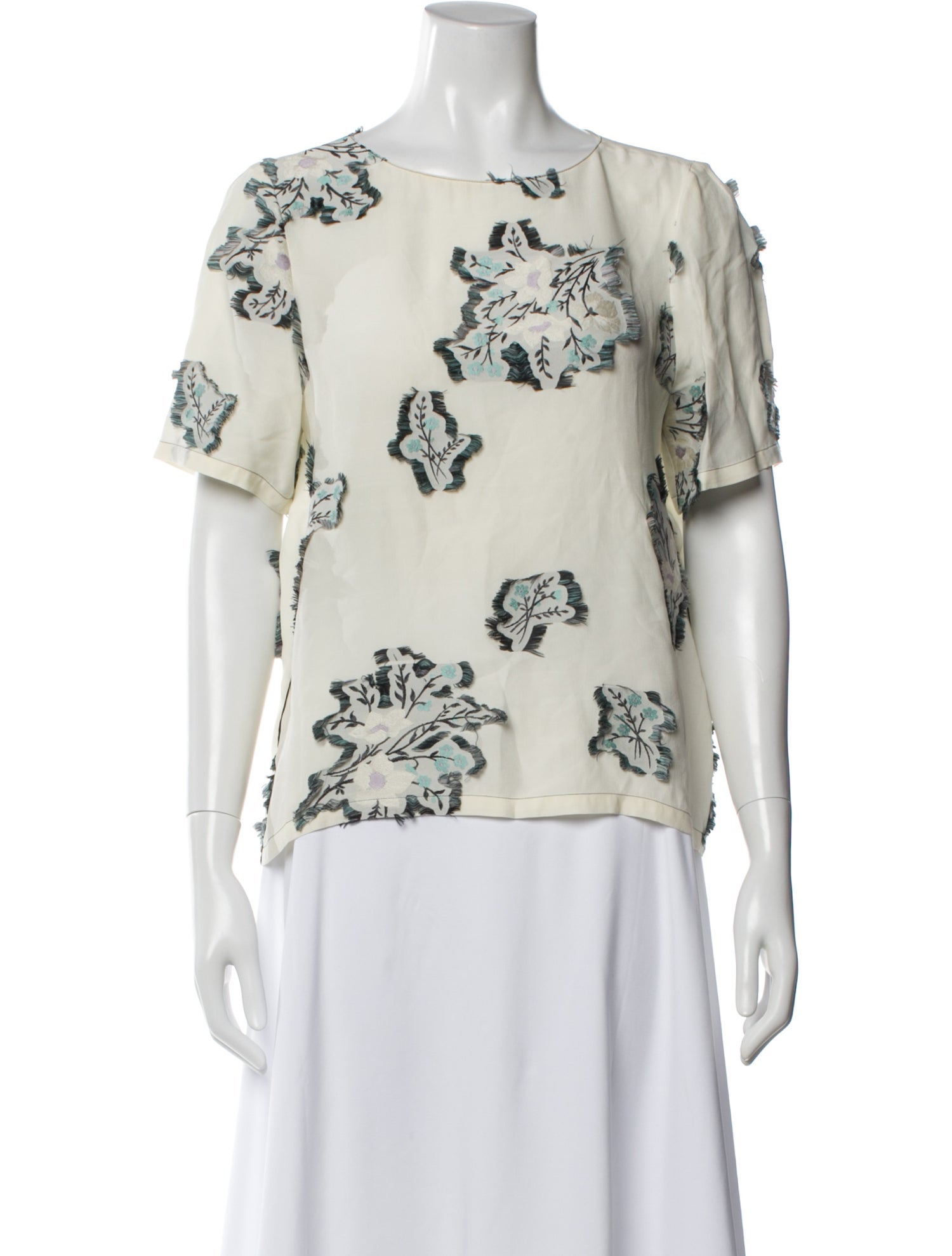 Nina Ricci Silk Floral Print Top