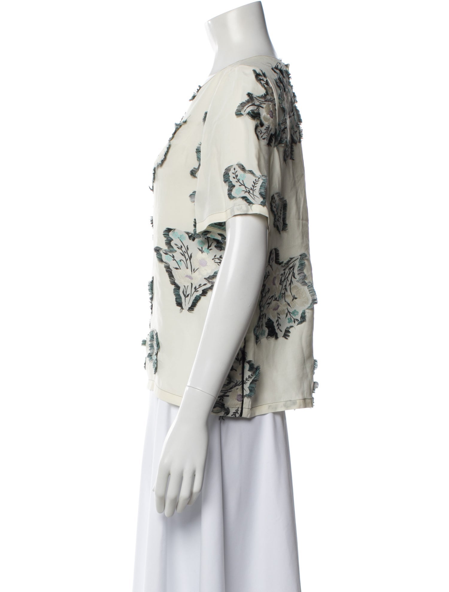 Nina Ricci Silk Floral Print Top