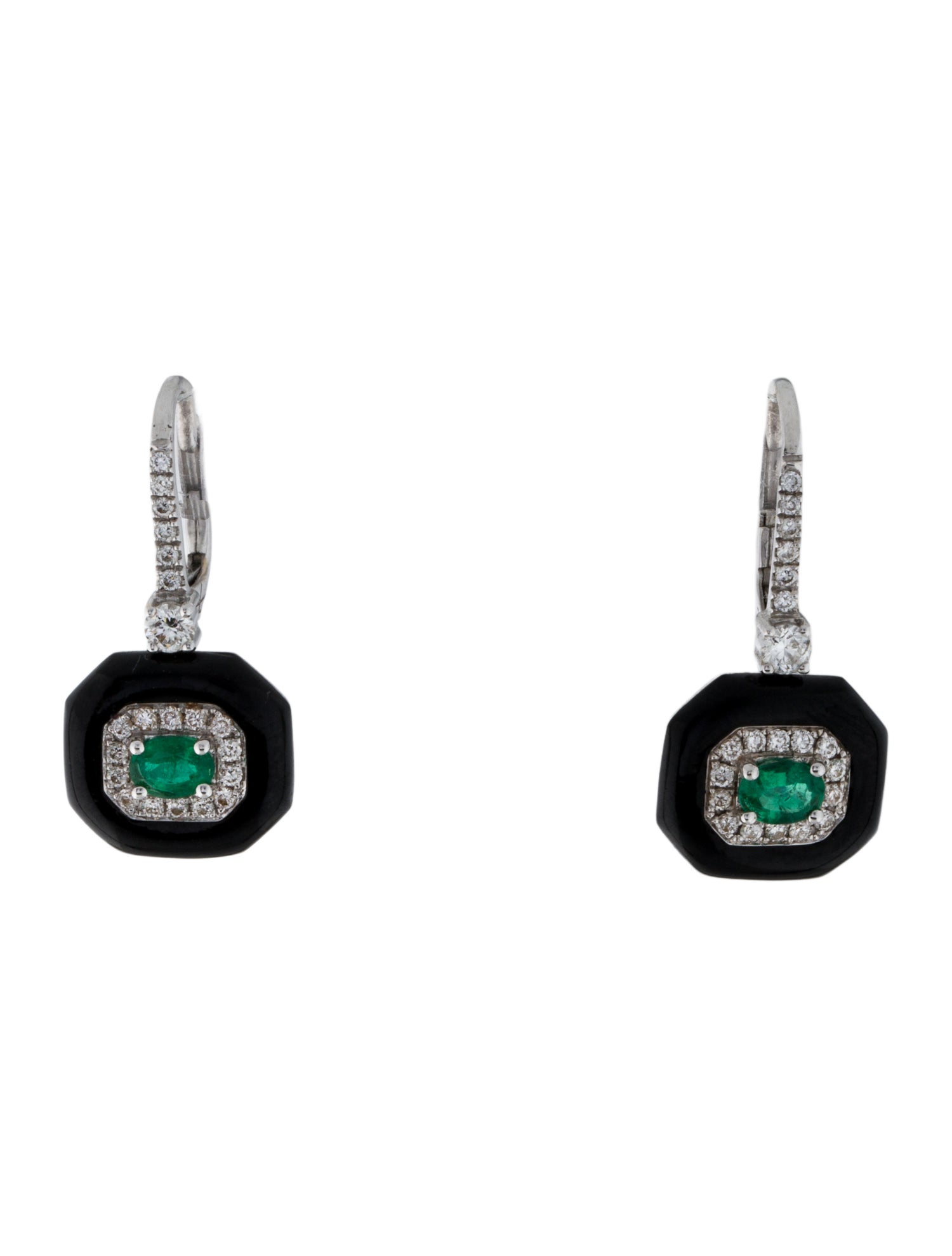 Nikos Koulis 18K Emerald, Diamond & Enamel Oui Drop Earrings