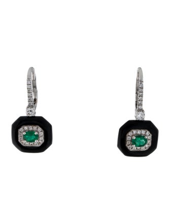 Nikos Koulis 18K Emerald, Diamond & Enamel Oui Drop Earrings