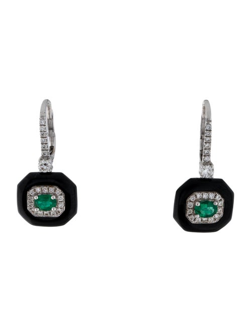 Nikos Koulis 18K Emerald, Diamond & Enamel Oui Drop Earrings