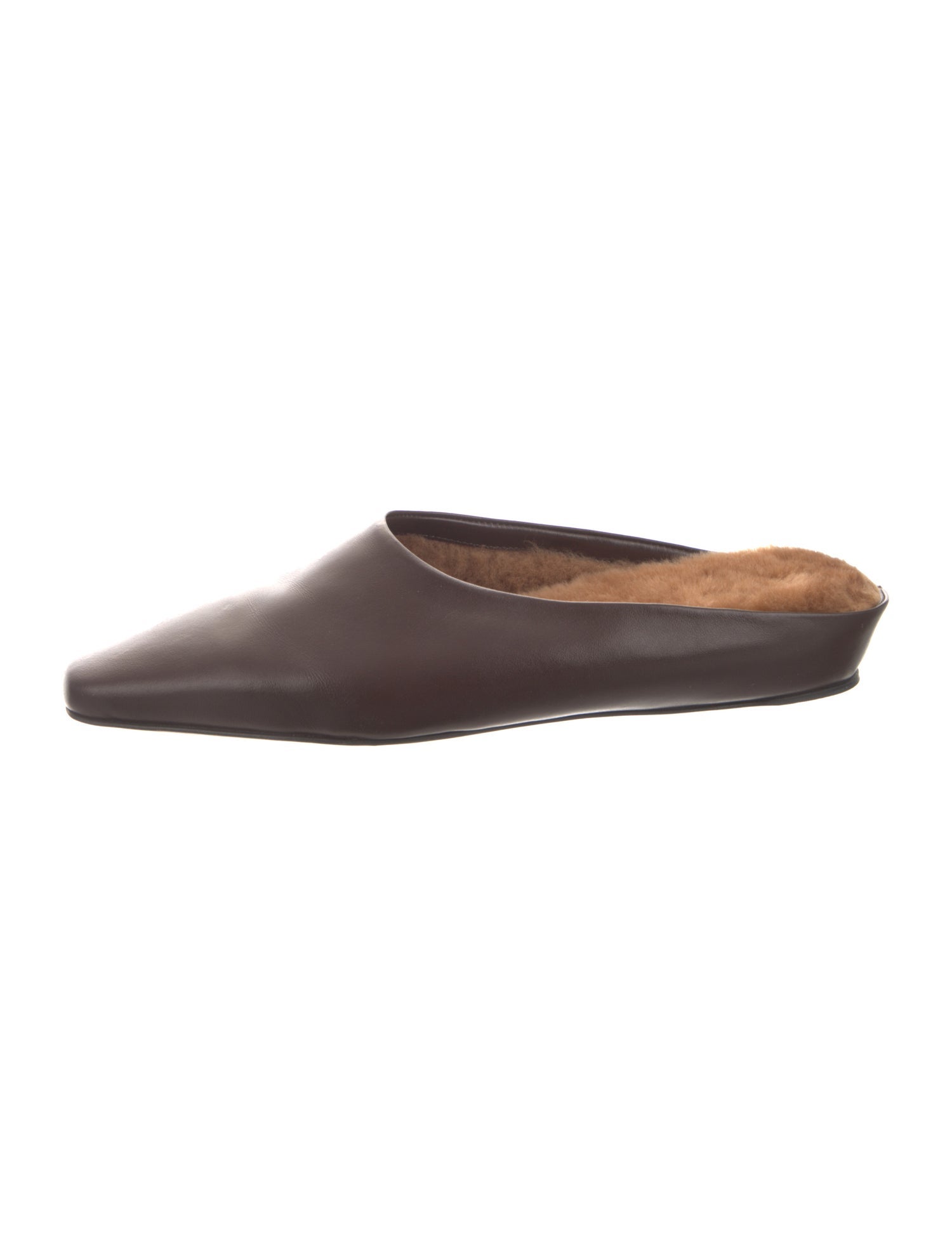 Neous Leather Fur Trim Mules