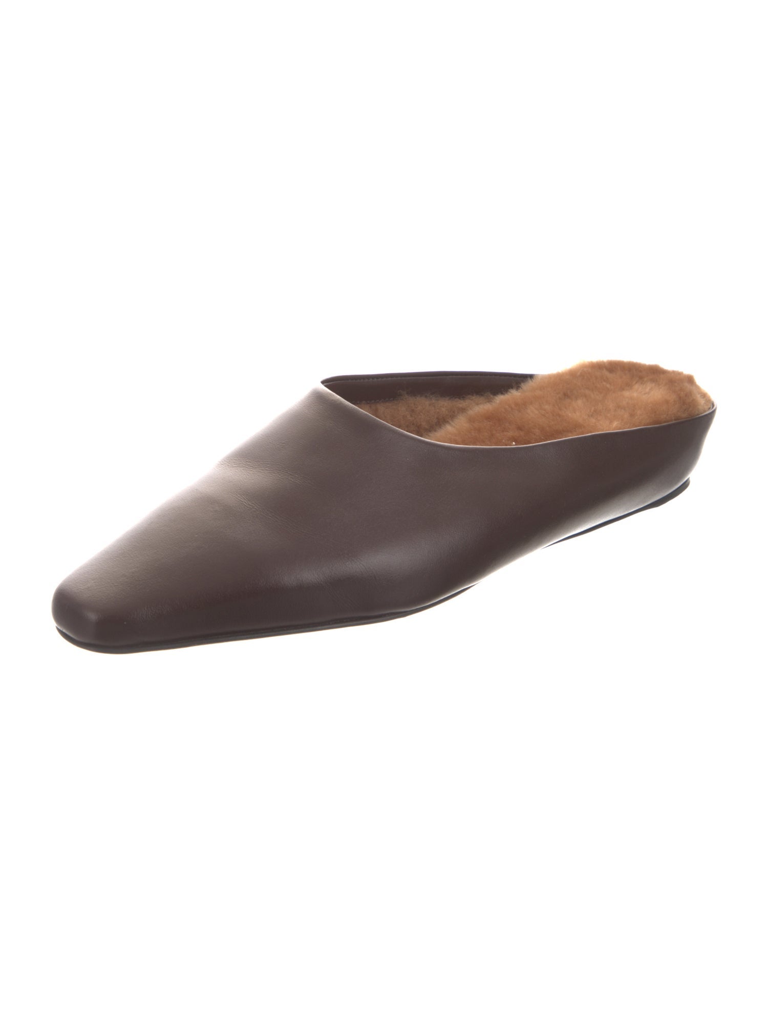 Neous Leather Fur Trim Mules