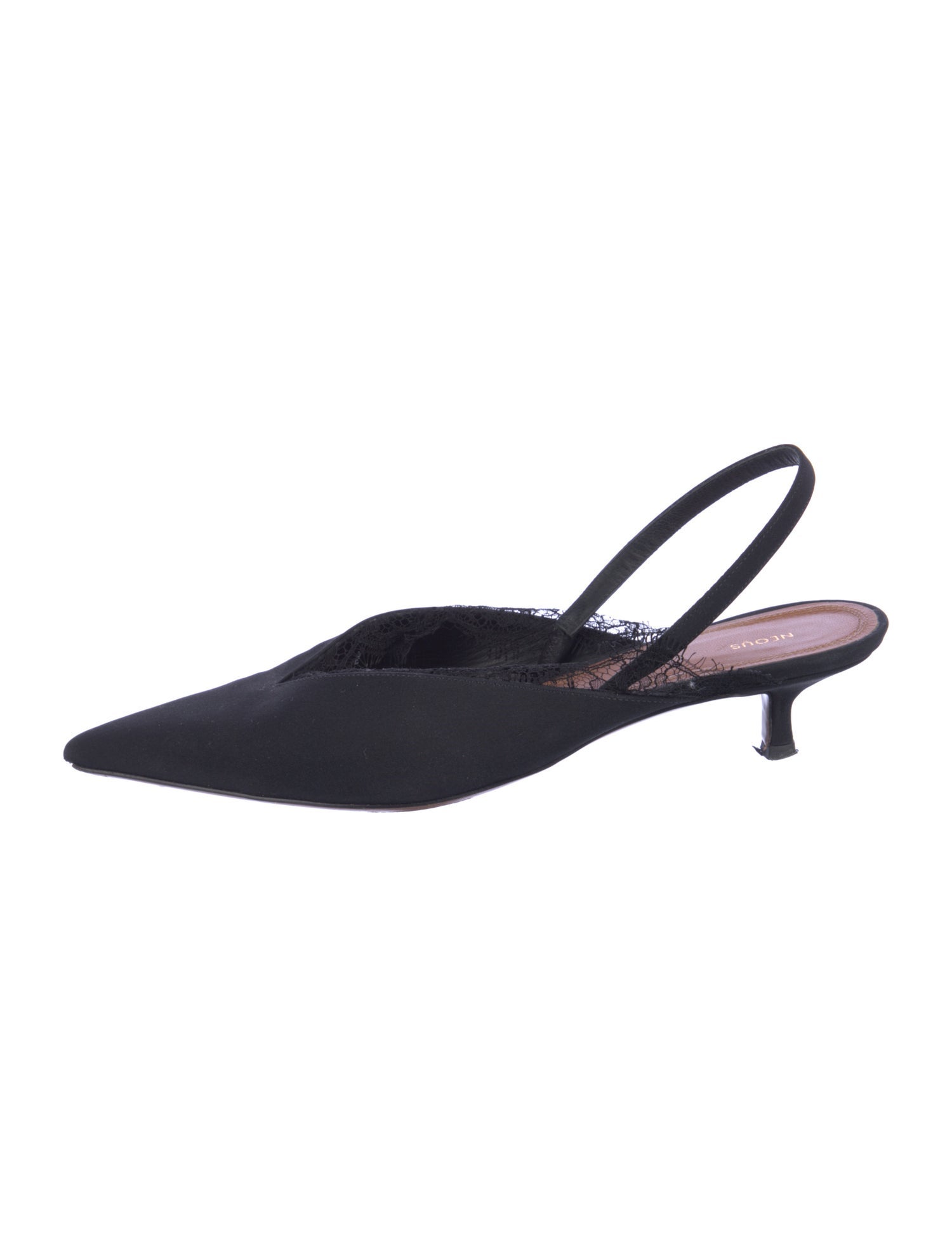 Neous Lace Trim Embellishment Slingback Pumps