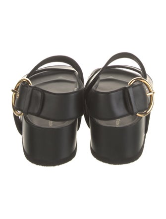 Neous Leather Grosgrain Trim Slingback Sandals