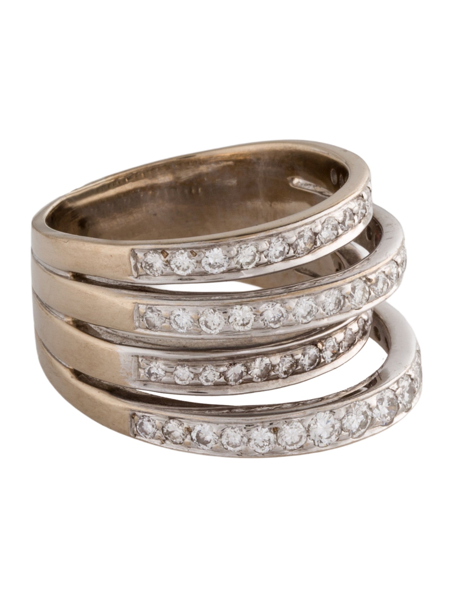 Nini 18K 1.10ctw Diamond 4 Row Ring