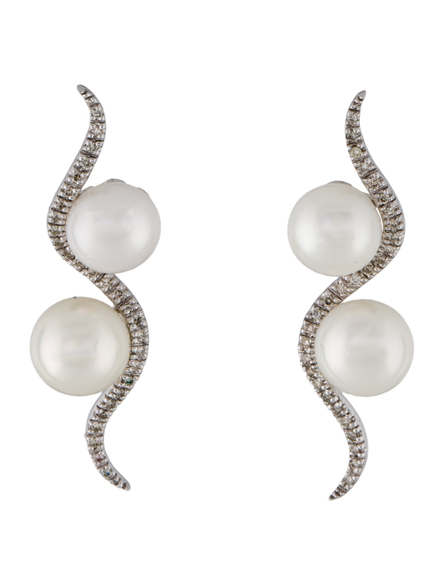 Nini 14K Pearl & Diamond Drop Earrings
