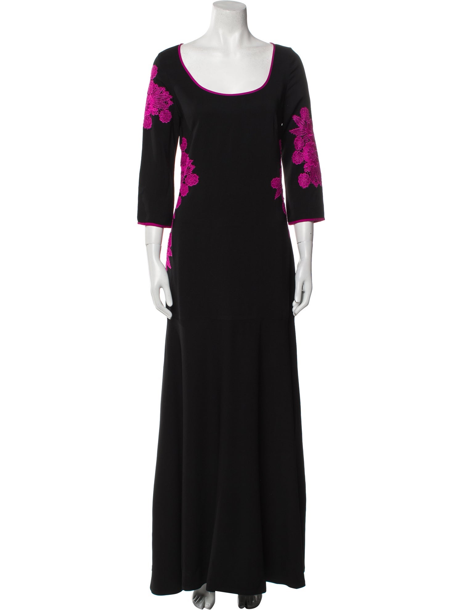NK32 Naeem Khan Scoop Neck Long Dress