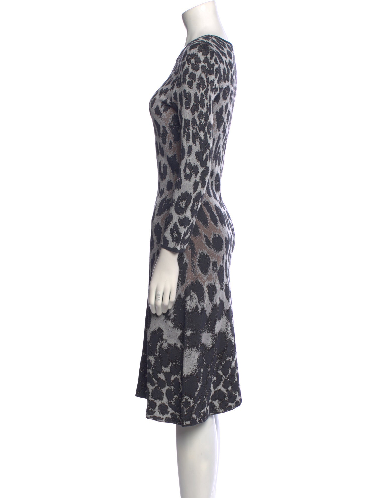 NK32 Naeem Khan Animal Print Midi Length Dress