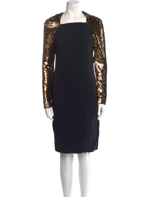 NK32 Naeem Khan Square Neckline Knee-Length Dress