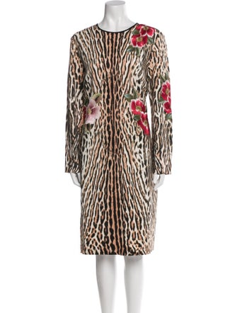 NK32 Naeem Khan Animal Print Midi Length Dress