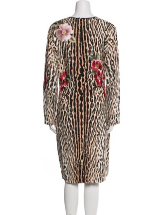 NK32 Naeem Khan Animal Print Midi Length Dress