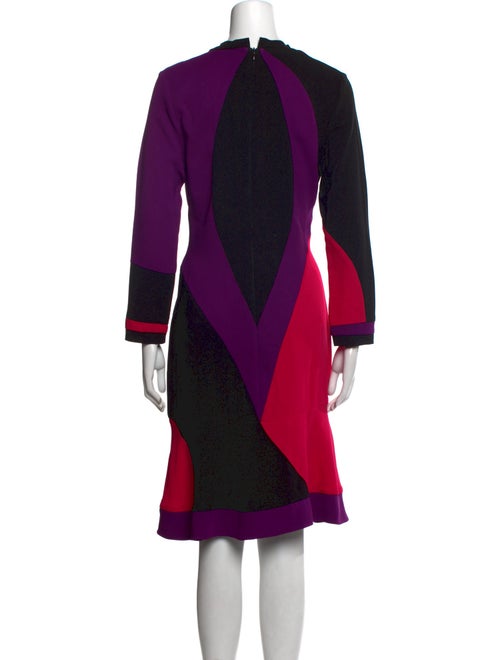 NK32 Naeem Khan Colorblock Pattern Knee-Length Dress