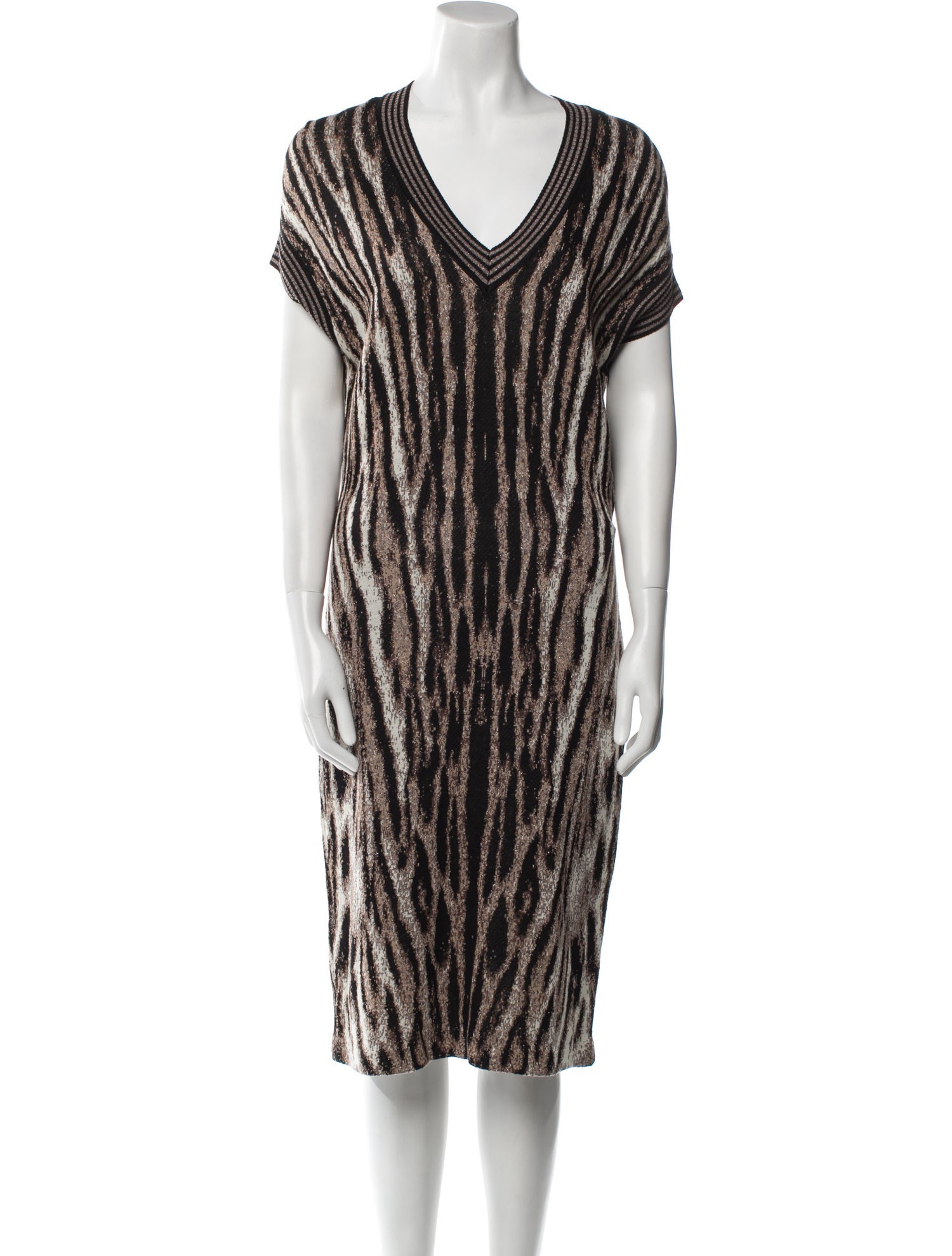 NK32 Naeem Khan Striped Midi Length Dress w/ Tags