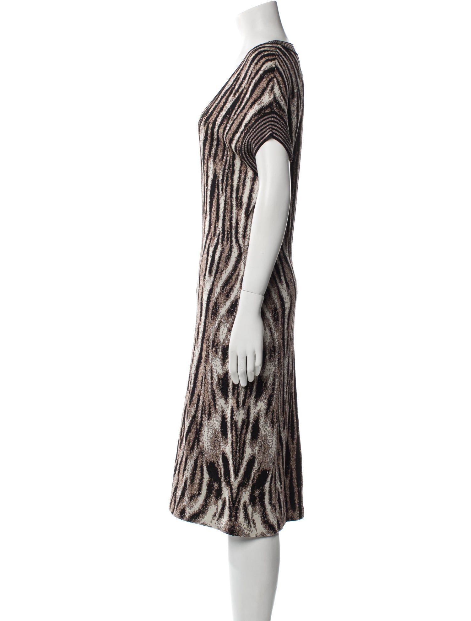 NK32 Naeem Khan Striped Midi Length Dress w/ Tags