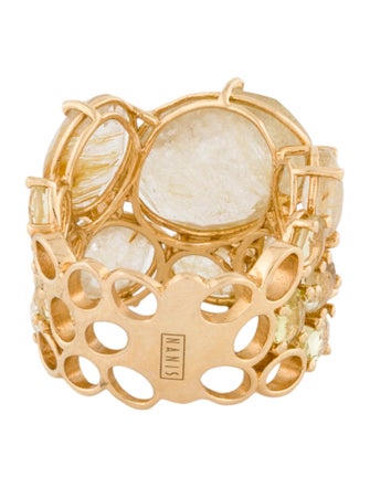 Nanis 18K Rutilated Quartz & Citrine Band RIng