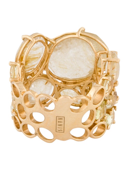 Nanis 18K Rutilated Quartz & Citrine Band RIng
