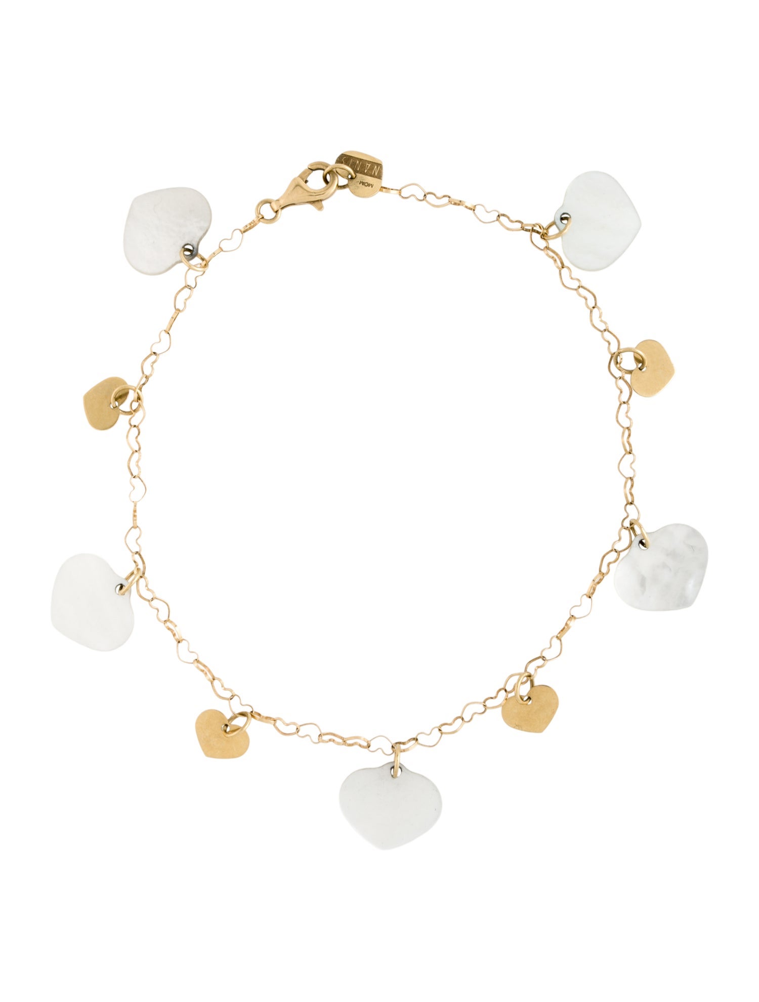 Nanis 18K Mother of Pearl Heart Station Bracelet