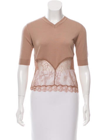No. 21 Lace-Paneled Wool Top w/ Tags