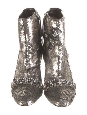 Nº 21 Sequins Crystal Embellishments Combat Boots