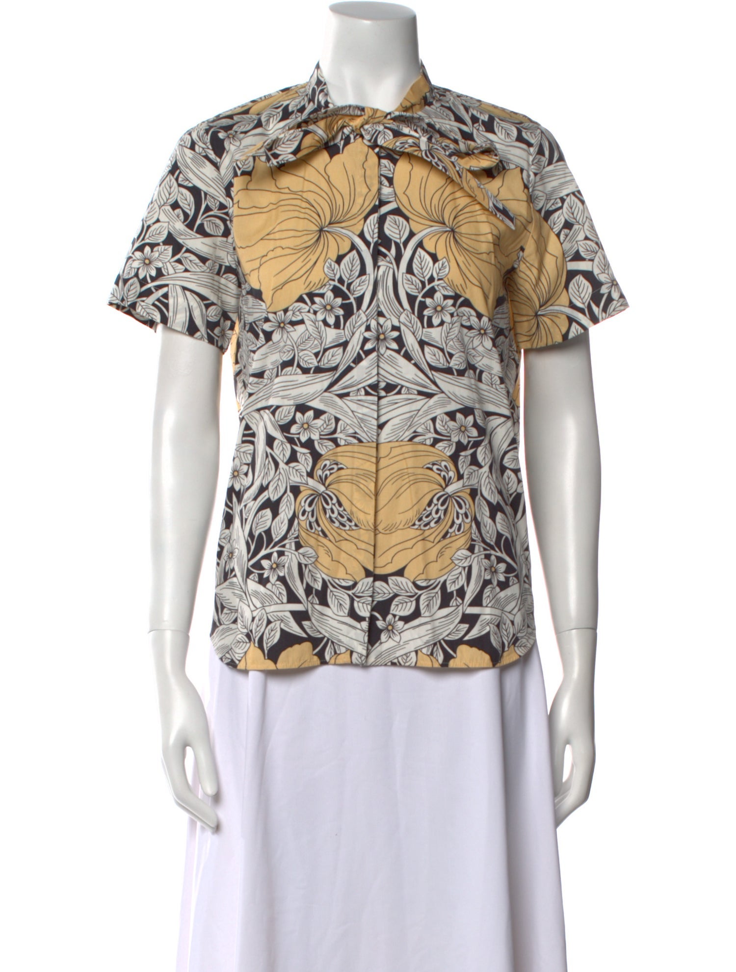 Nº 21 Printed Tie Neck Button-Up Top