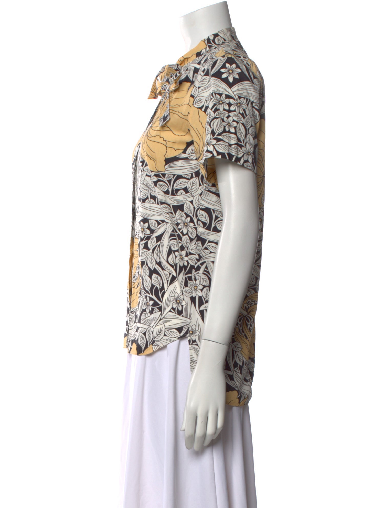 Nº 21 Printed Tie Neck Button-Up Top