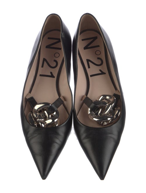 Nº 21 Leather Chain-Link Accents Mary Jane Flats