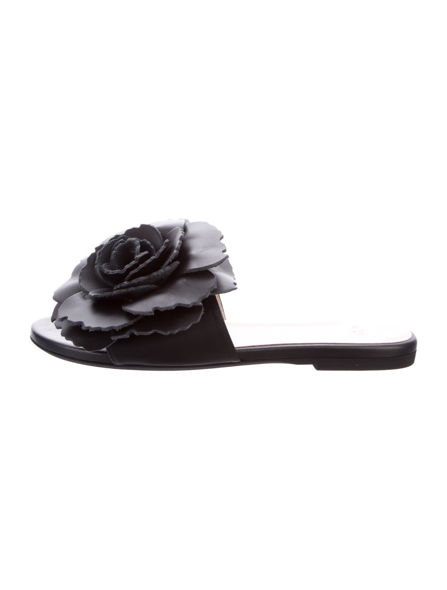 Nº 21 Leather Floral Print Slides