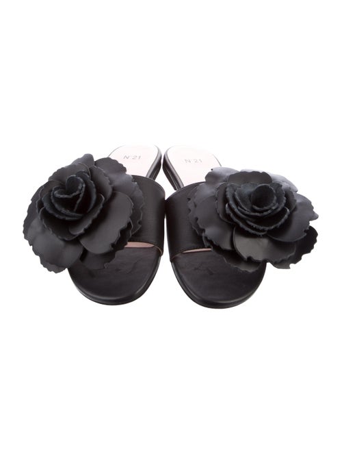 Nº 21 Leather Ruffle Embellishment Slides